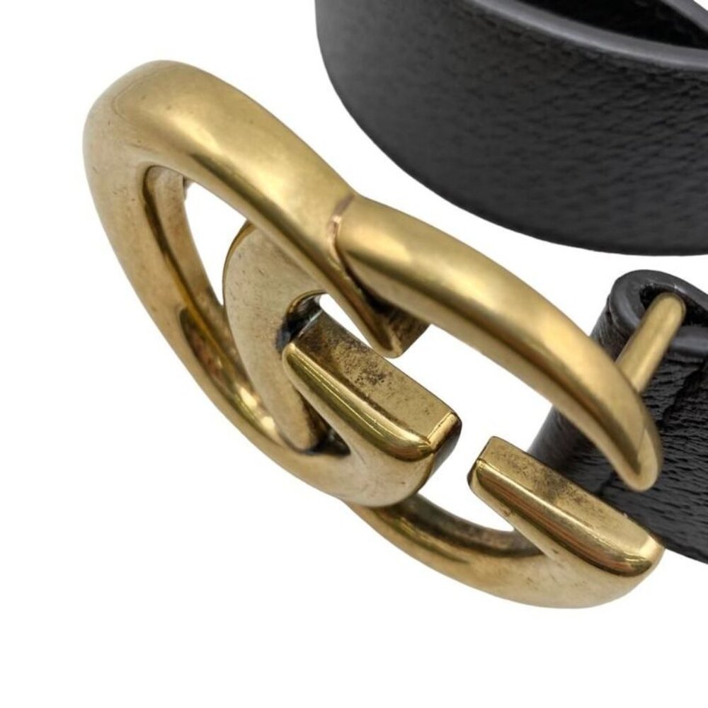 Gucci Wide Belt Double G Dj20 T 1000 Calfskinleather Black Goldhardware - Picture 4 of 8